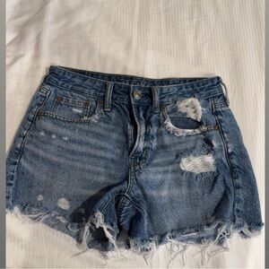 American Eagle Outfitters Blue Distressed Jean Shorts